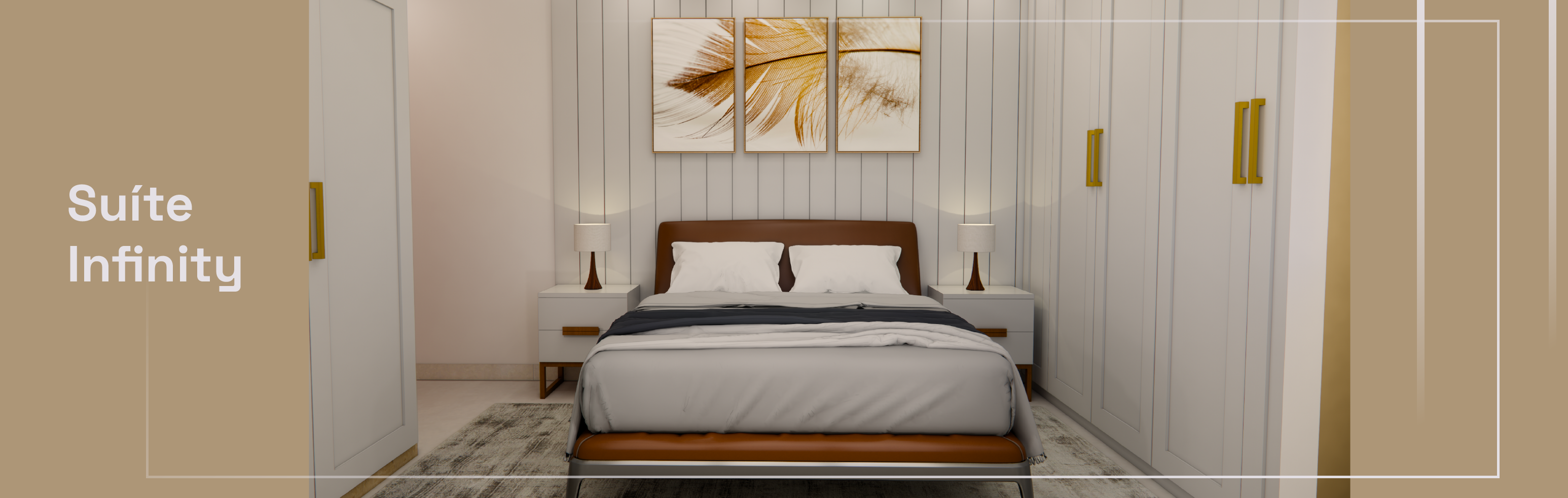 Modernidade e elegância em tons de branco e dourado